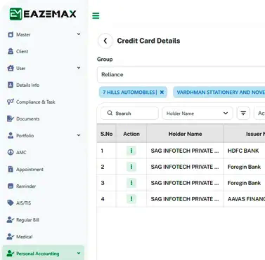 EazeMax Credit Card Management