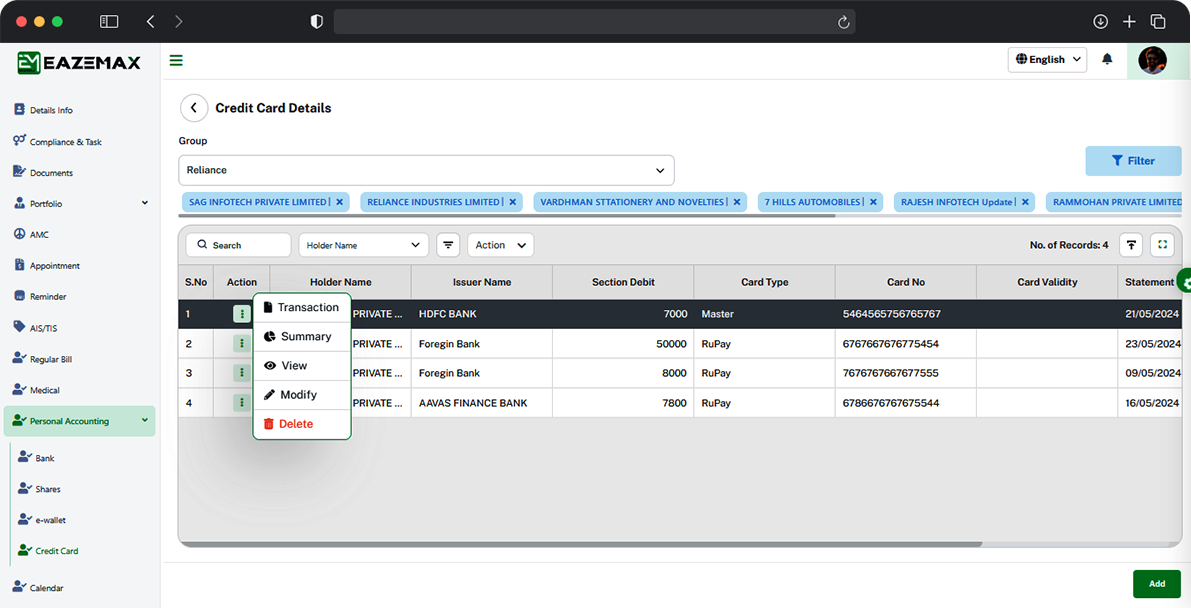 EazeMax Software Check CC Limit