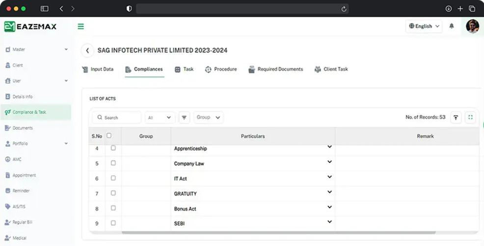 EazeMax Compliance Dashboard