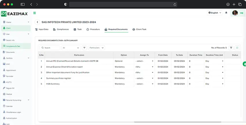 EazeMax Document Requests