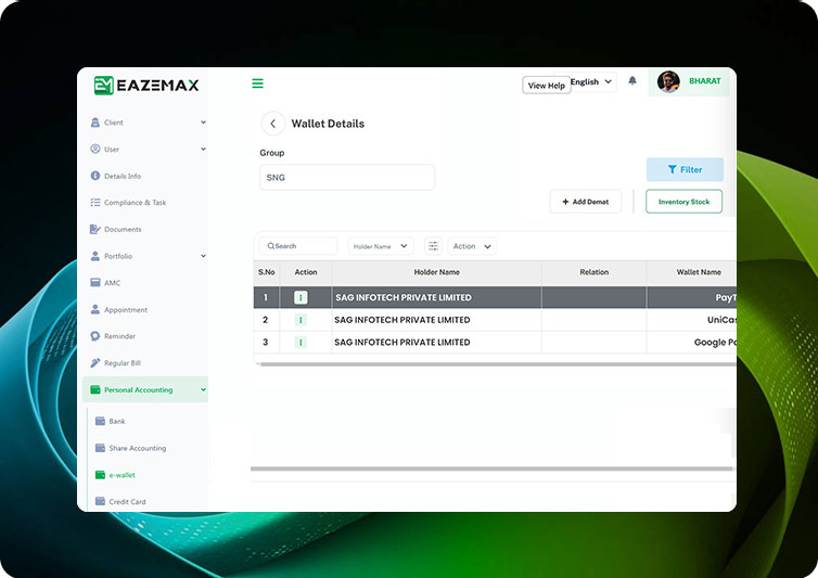 EazeMax E-Wallet Management