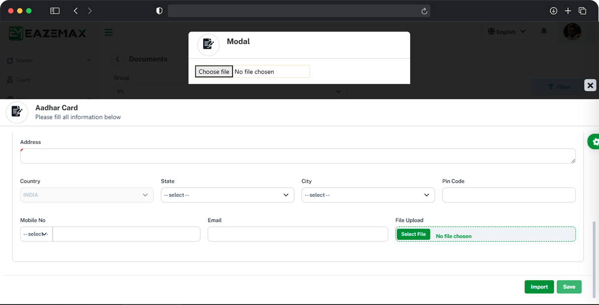 EazeMax Import Option For Document