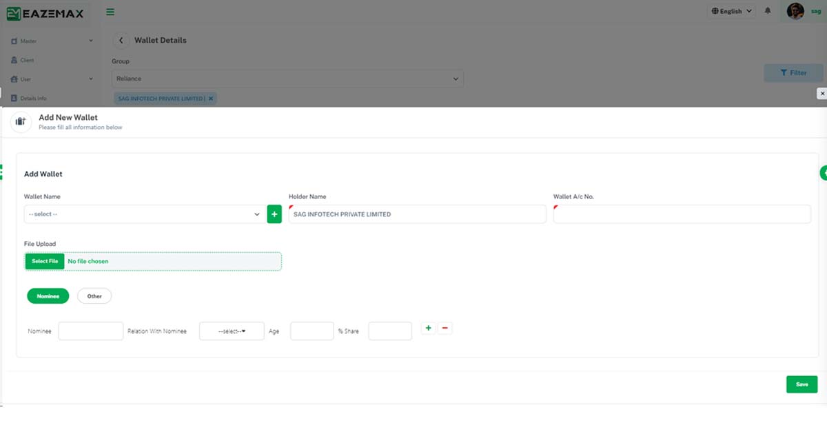 EazeMax Personal Manager Nominee Detail