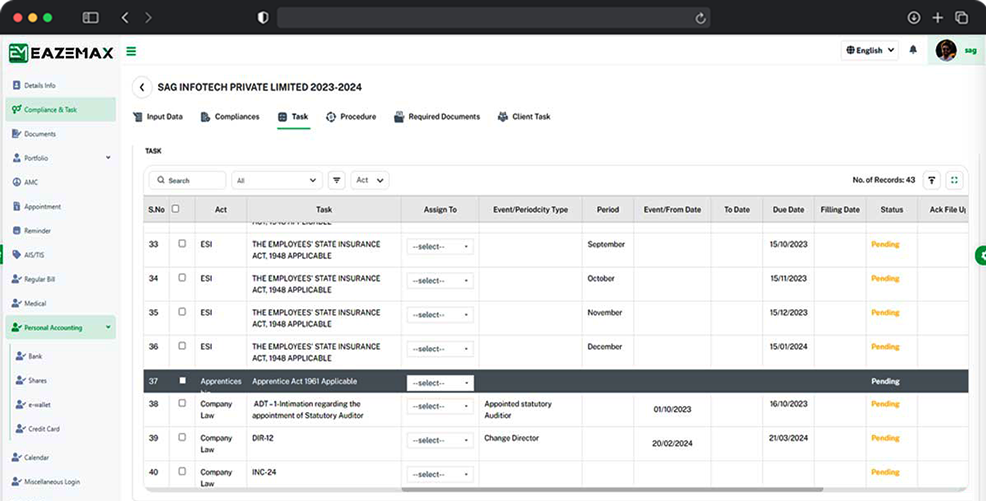 EazeMax Software Apprenticeship Compliance Work Assign