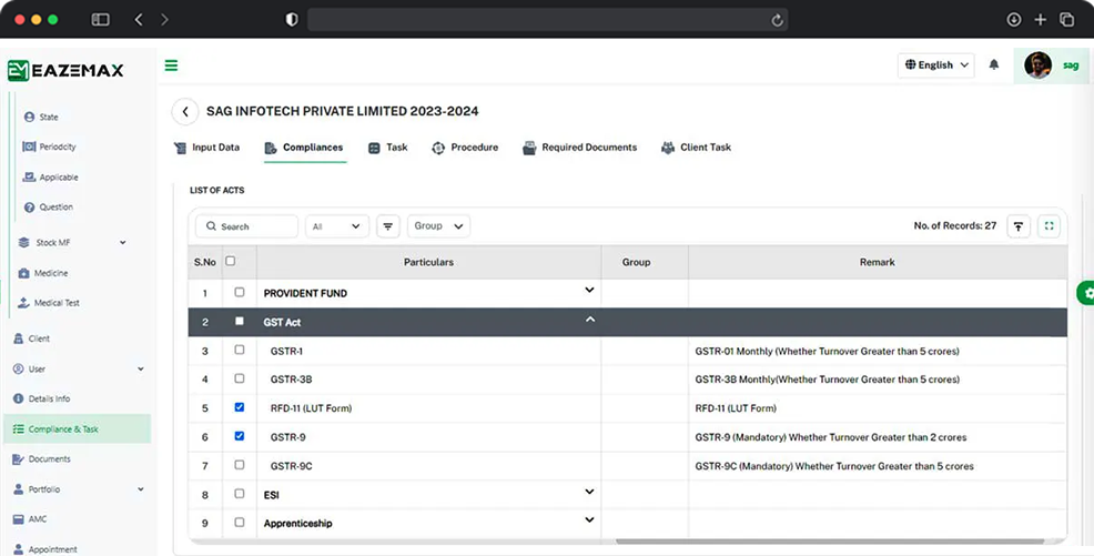 EazeMax Software GST Compliance Dashboard